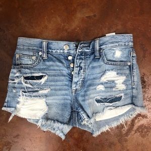 Ripped jean shorts